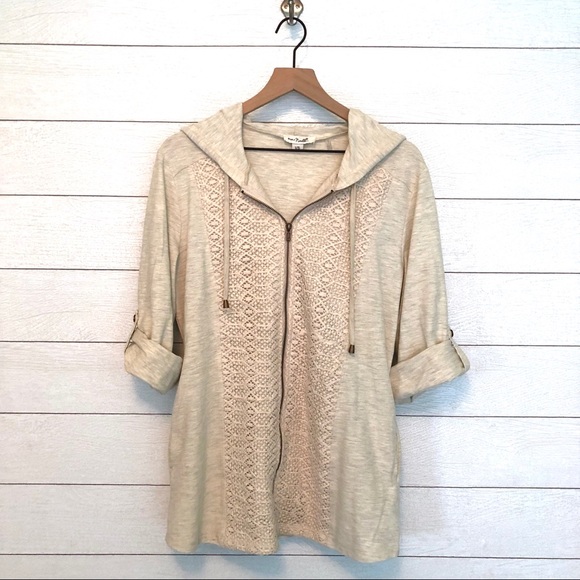 Simply Noelle Tops - 4/$25 Simply Noelle Crochet Lightweight Zip Hoodie